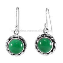 Natürlicher grüner Onyx Edelstein 925 Sterling Silber Ohrring
